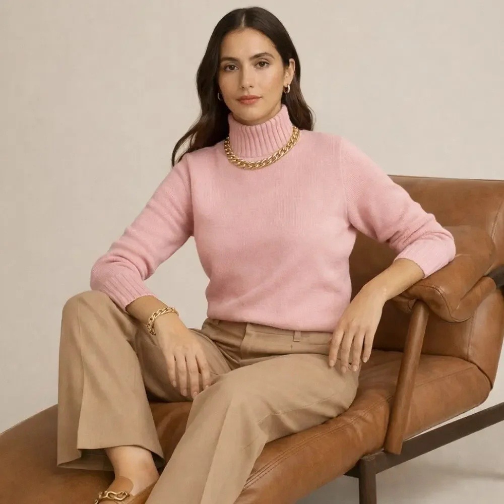 J. Crew cotton turtleneck chunky sweater women 2X posy pink preppy coastal NWT
